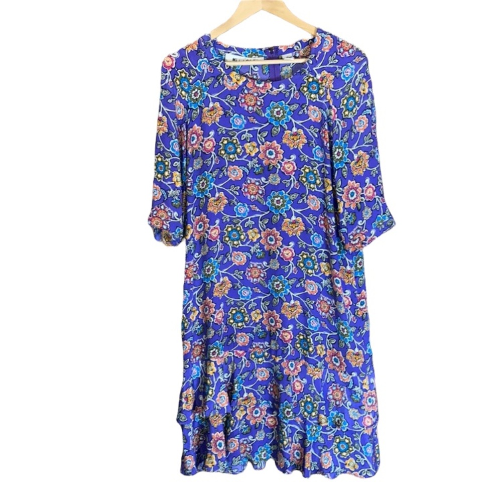 Vintage 1970s MS Purple Floral Dress